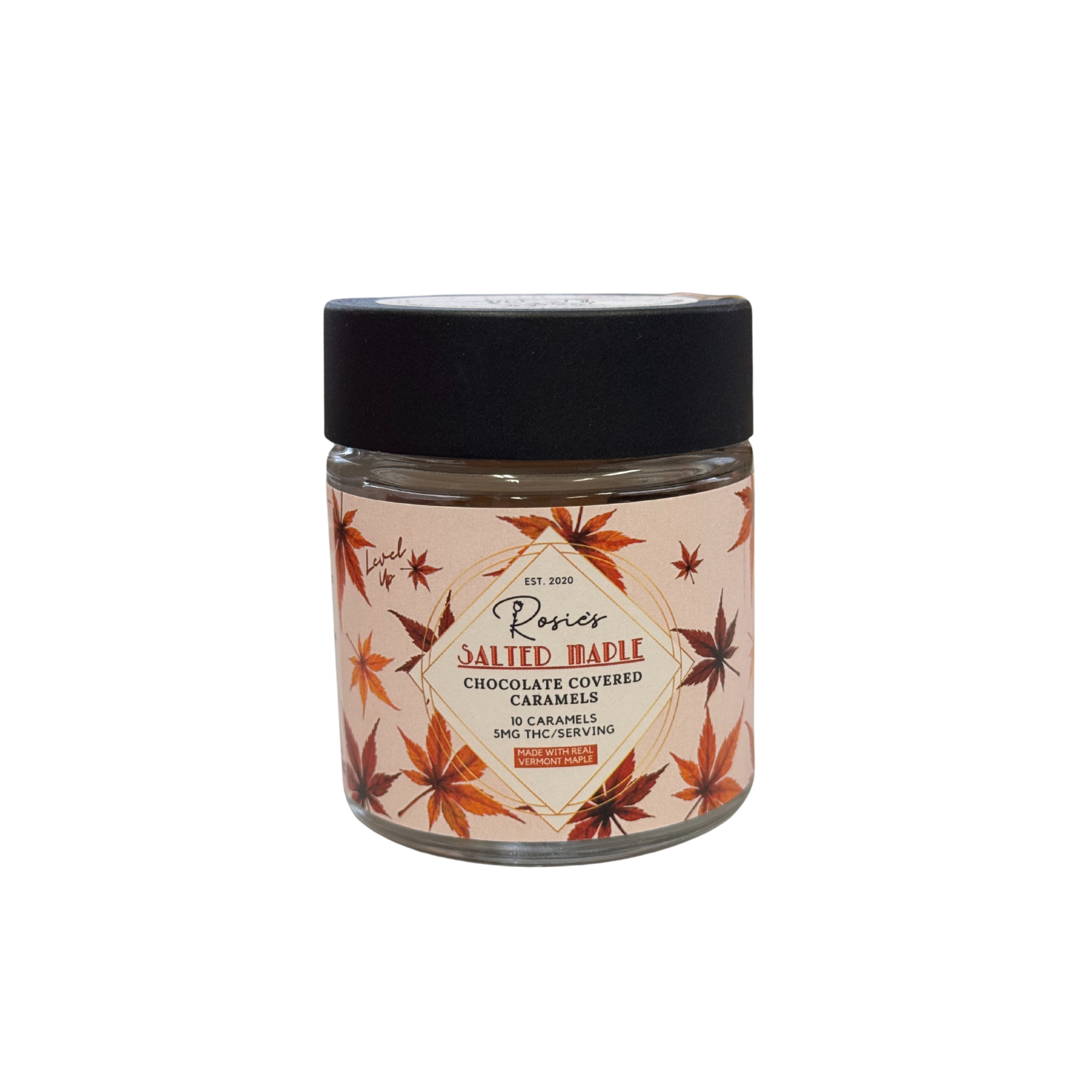 Photograph of product: Chocolate Covered Salted Maple Caramels | 50mg | Rosie's