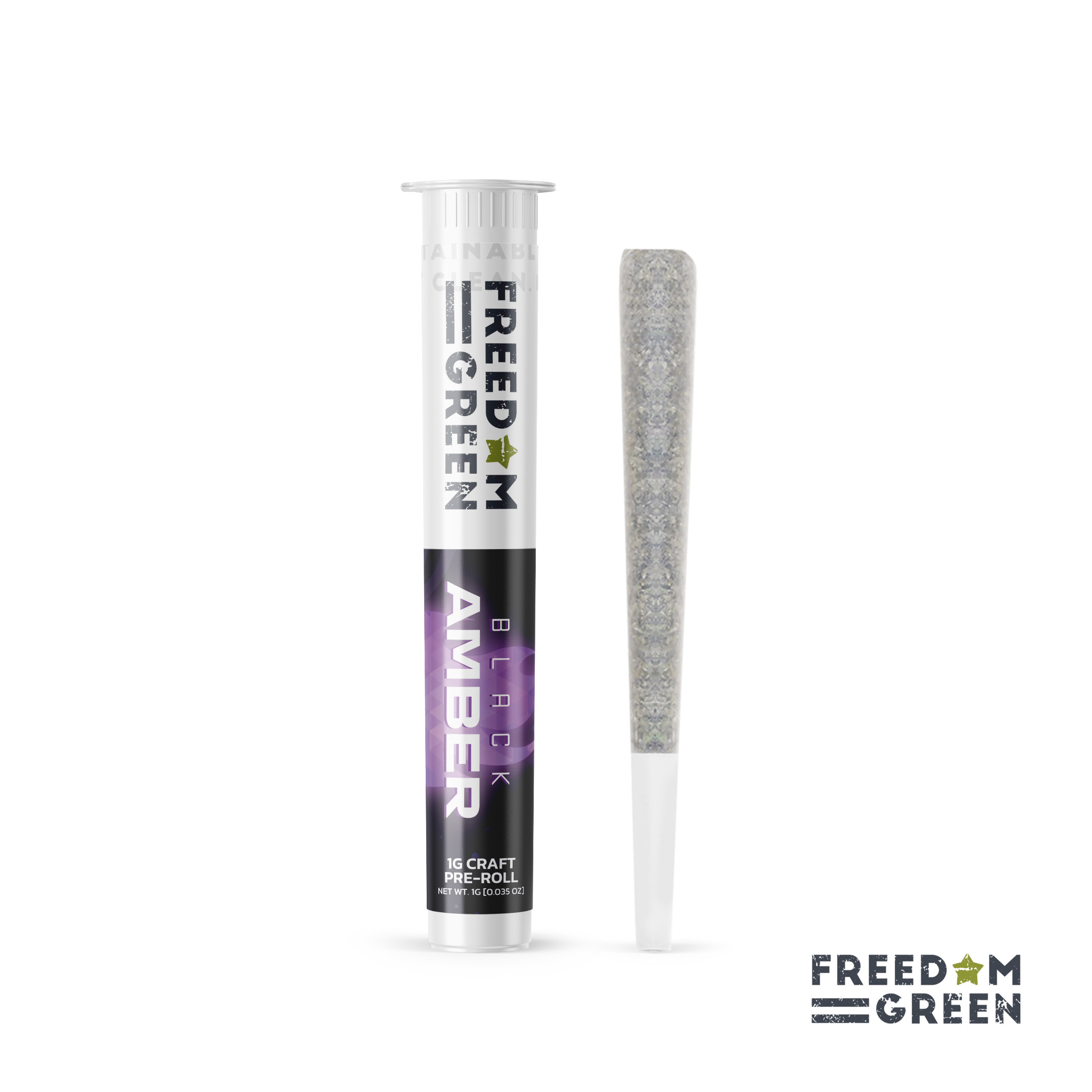 Photograph of product: Freedom Green - 1g Pre-Roll - Black Amber