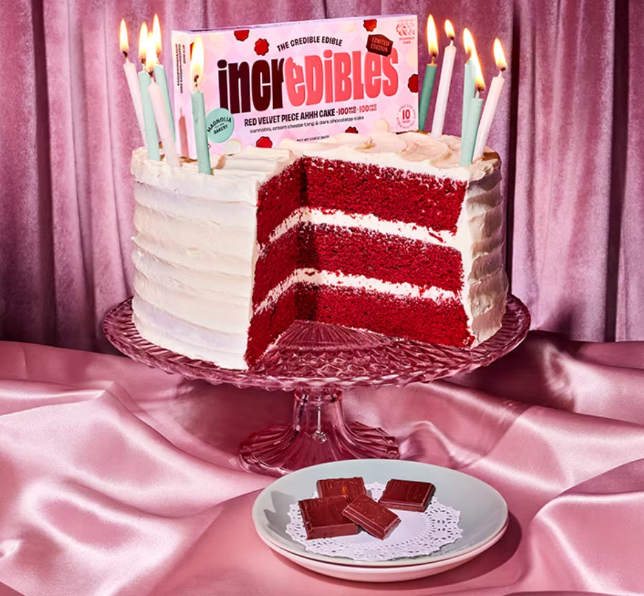 Photograph of product: Incredibles - Red Velvet Cake (1:1 CBD:TH-oui) Chocolate Bar - Edible