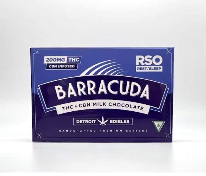 Photograph of product: Detroit Edibles - Barracuda Rest - RSO Milk Chocolate - 200mg TH-oui/50mg CBN