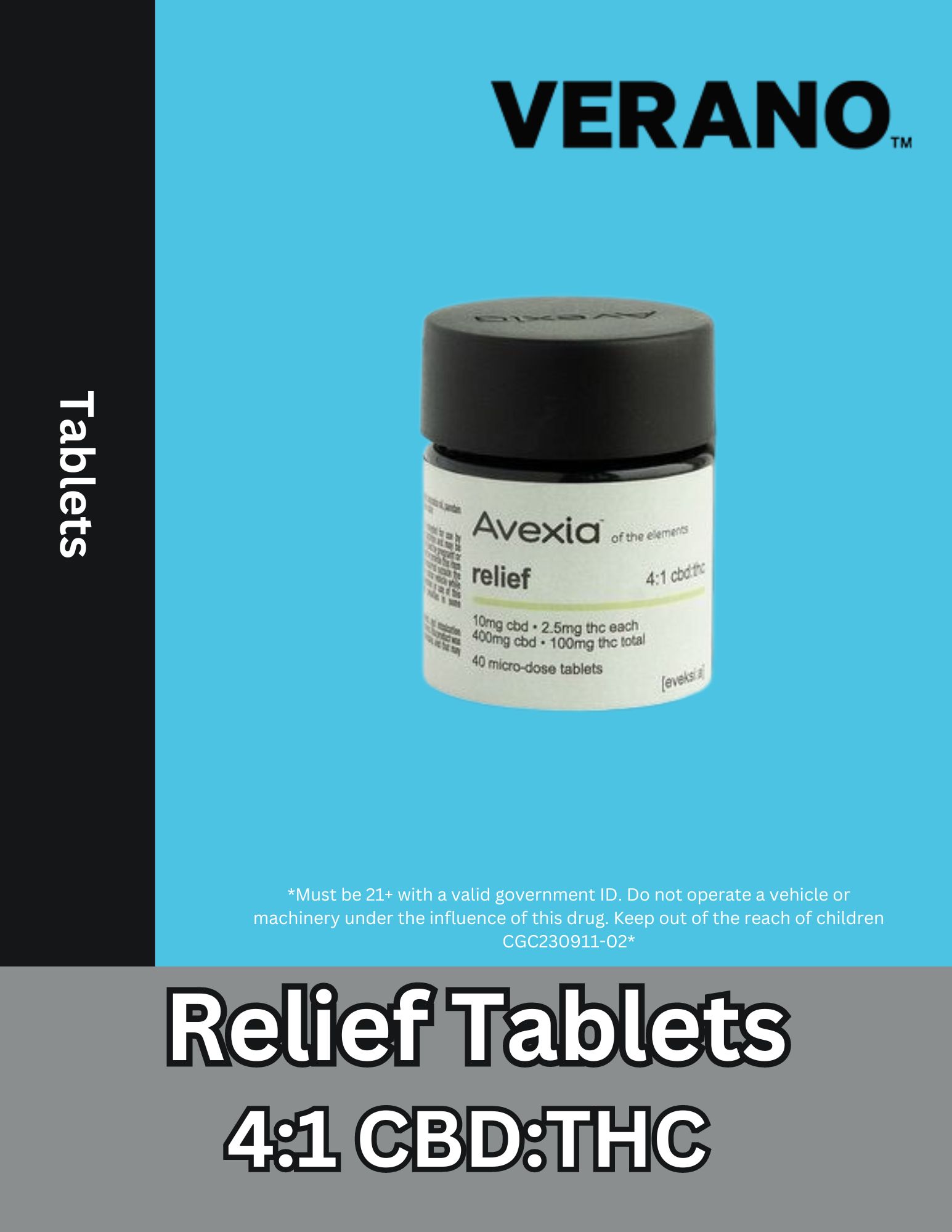 Photograph of product: Relief Tablets 40ct 4:1 CBD:TH-oui