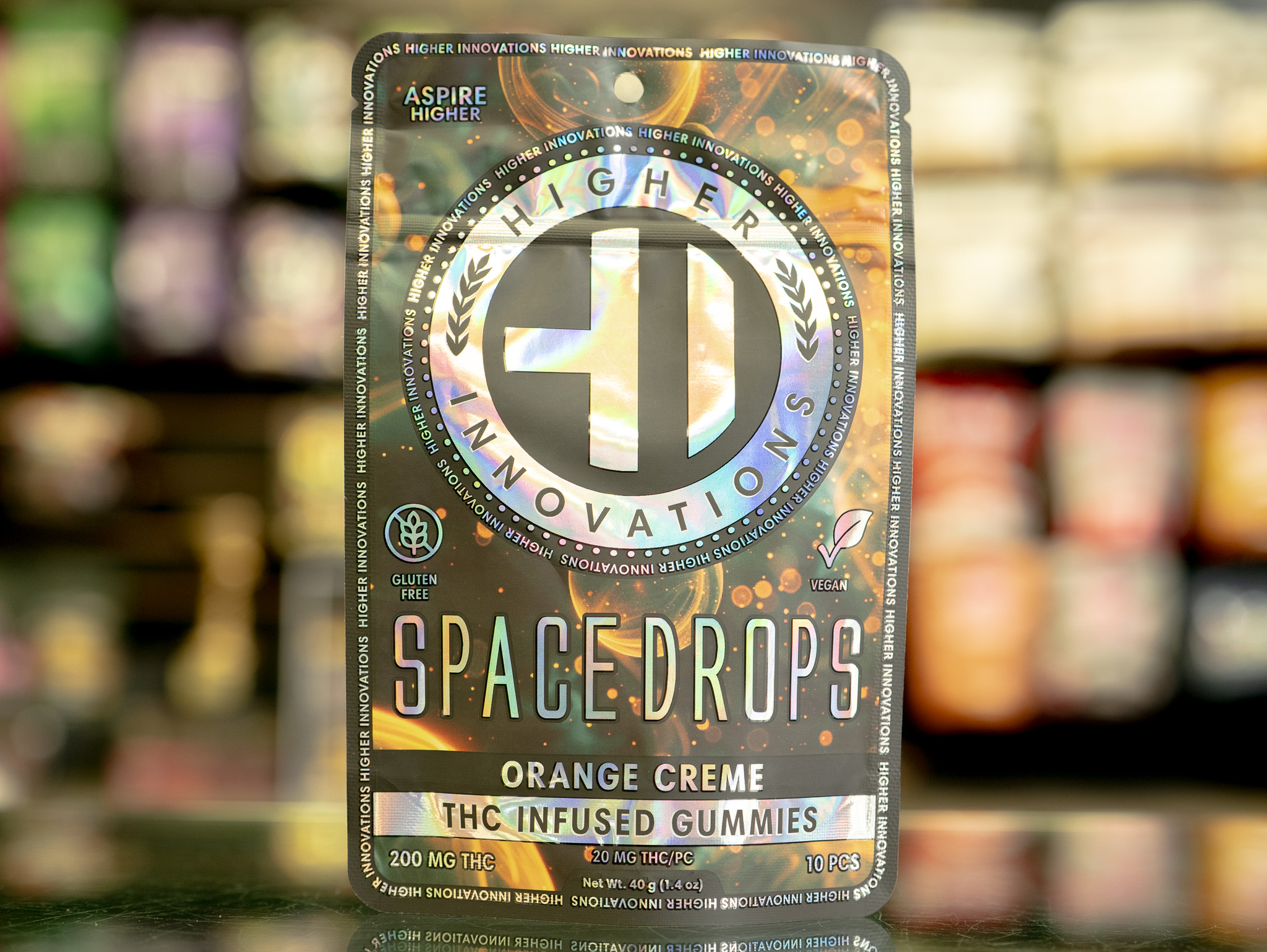 Photograph of product: Higher Innovations | Orange Creme Space Drops  | 200mg/10pc Gummies