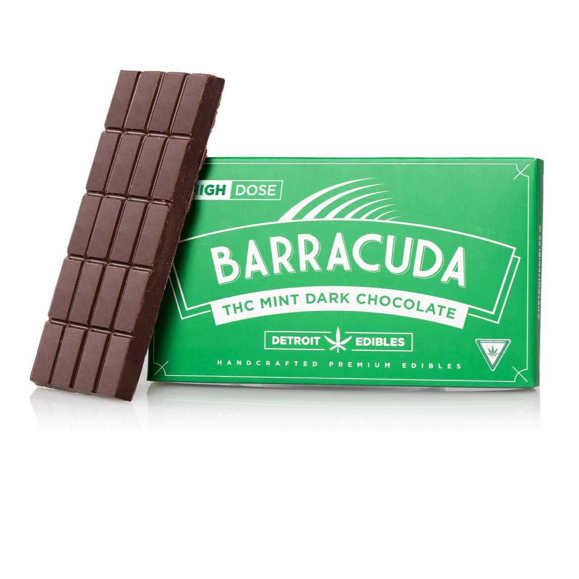 Photograph of product: Detroit Edibles Mint Dark Chocolate Barracuda Bar | 200mg