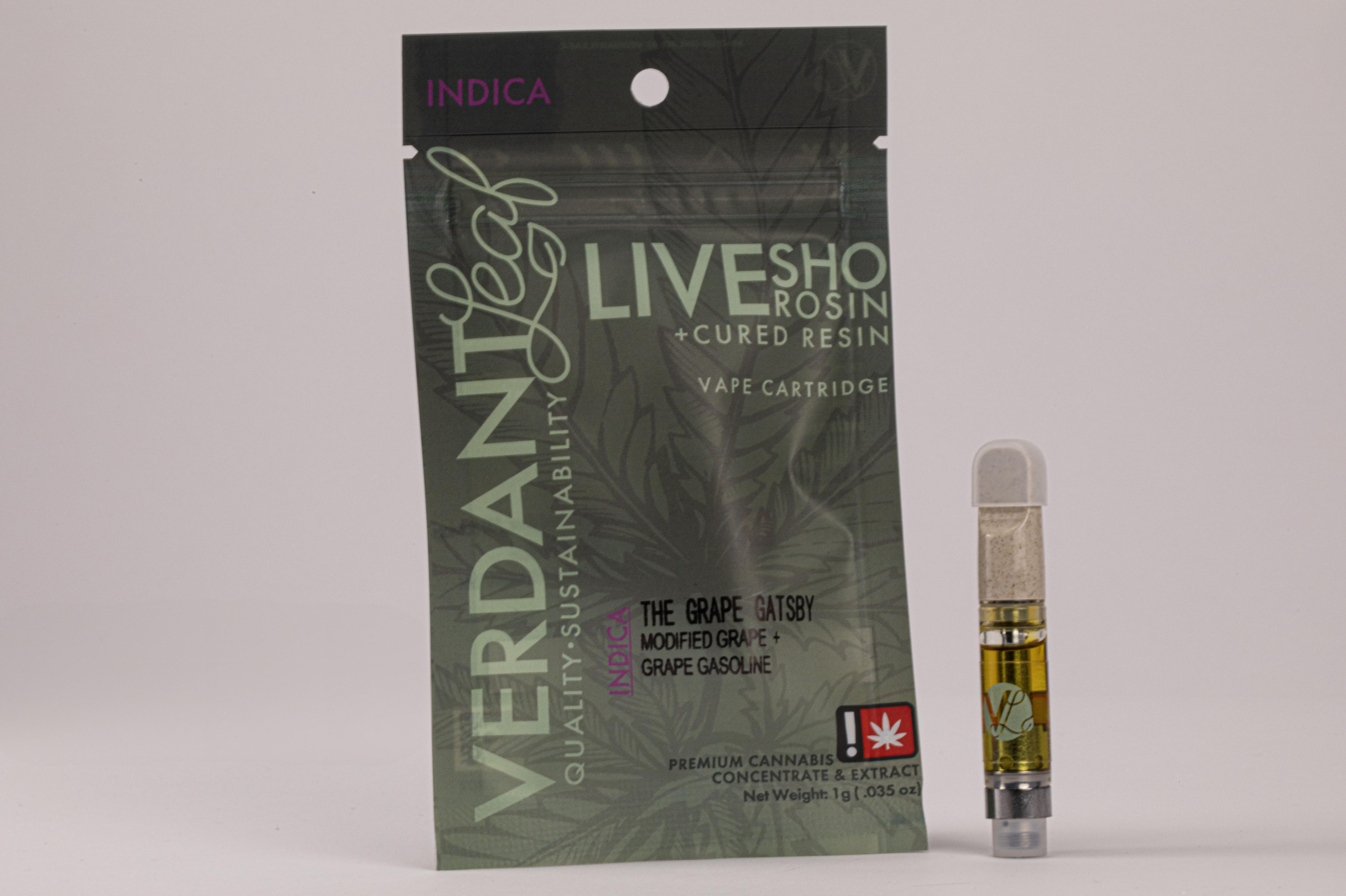 Photograph of product: Cartridge - Verdant Leaf - 1g Cured Resin / Live Rosin - The Grape Gatsby