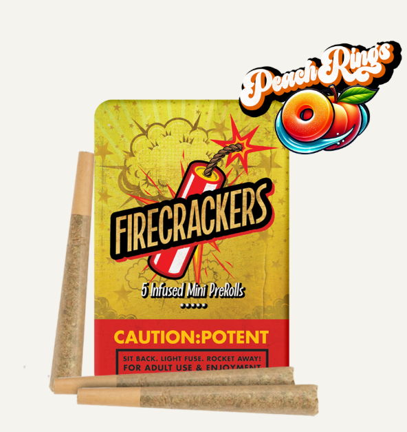 Photograph of product: Firecrackers Peach Rings 5pk Infused Prerolls