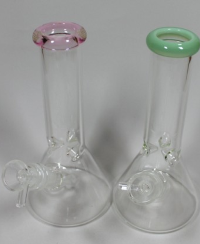 Photograph of product: 7.75'' Glass and Glass Beaker Base Water Pipe With Down stem and Bowl