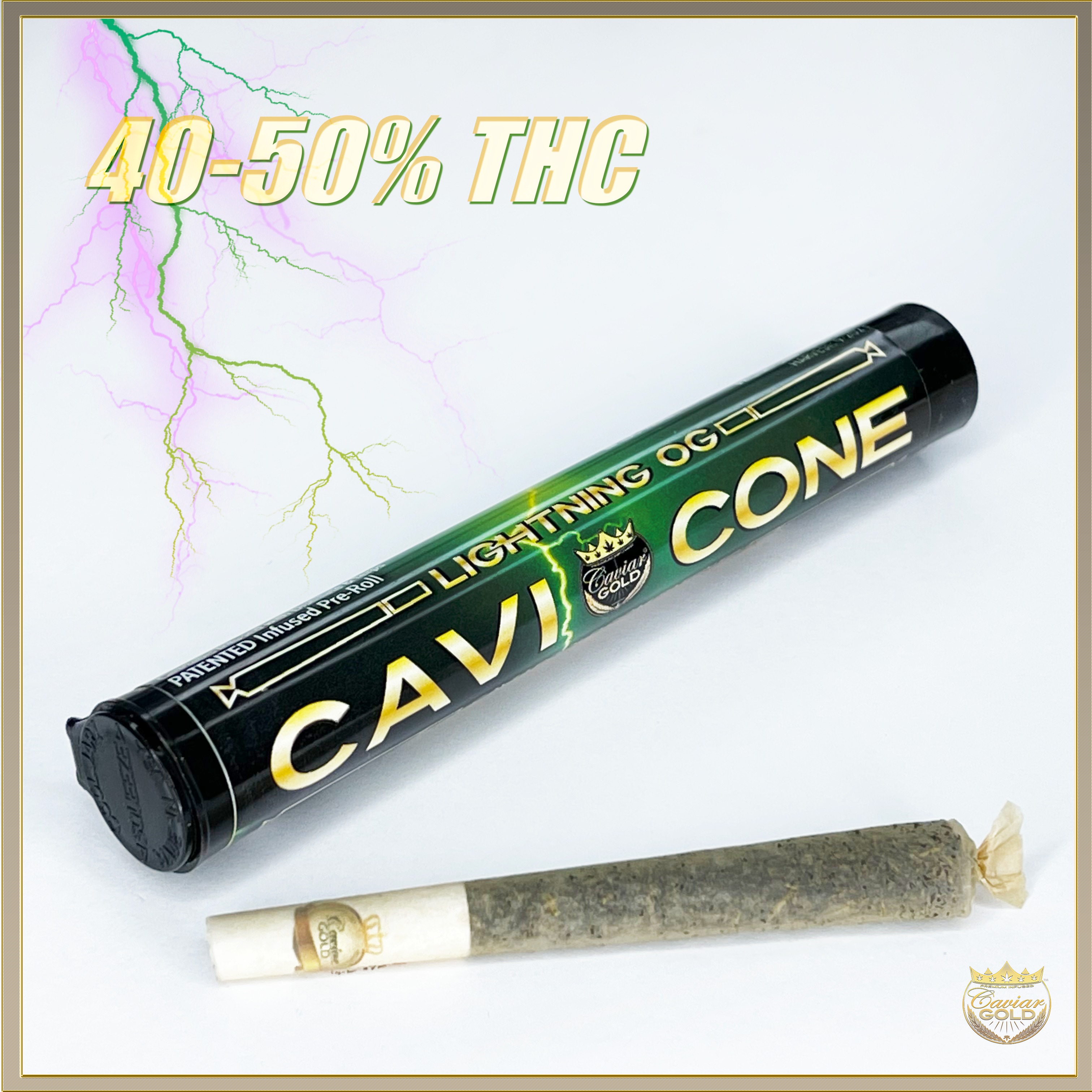 Photograph of product: King Cavi Infused Pre-Roll - Lightning OG