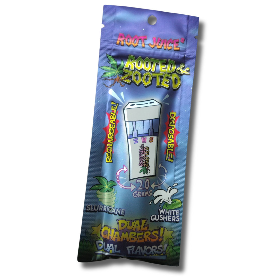 Photograph of product: Rooted and Zooted 1G Distillate Disposable Vape Slurricane