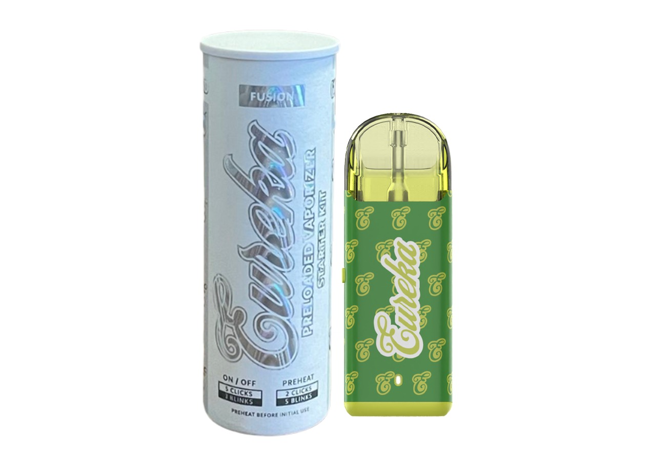 Photograph of product: Eureka Fusion | Sour Appleicious | 3:1:1 TH-oui / CBG / TH-ouiV Preloaded Pod + AIO Starter Kit | 1g