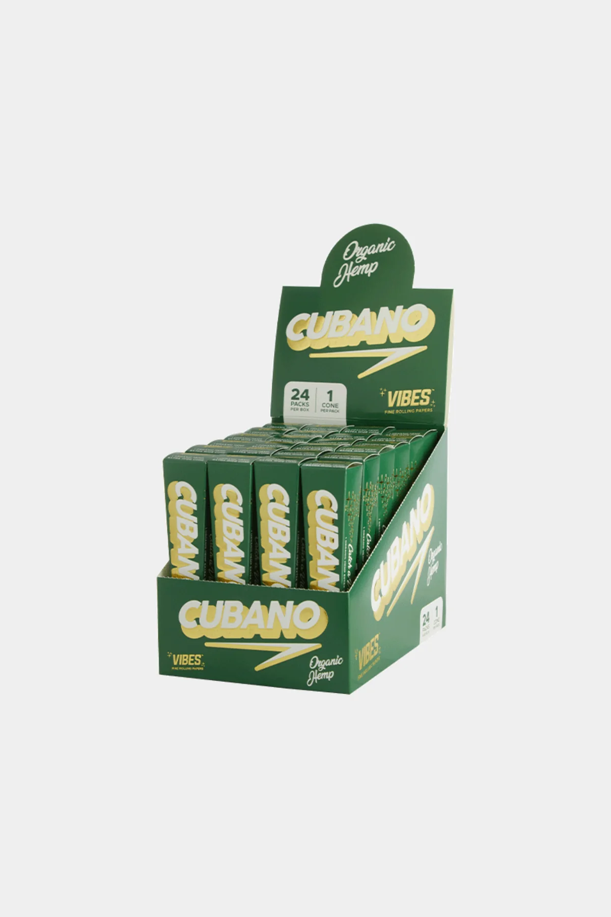 Photograph of product: Vibes - Cubano King Size Organic Hemp (Green) - Cones