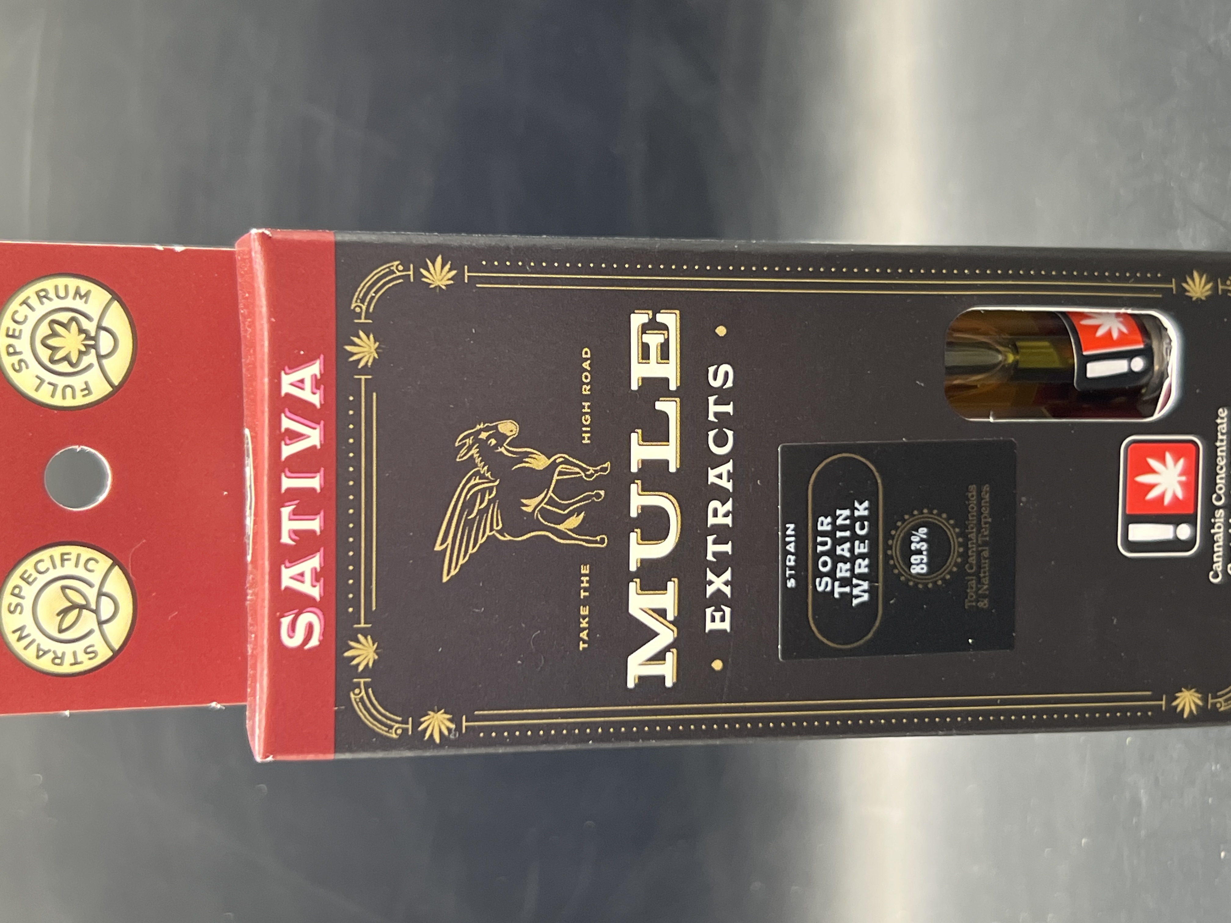 Photograph of product: Mule Extracts Sour Train Wreck Cured Resin Cartridge