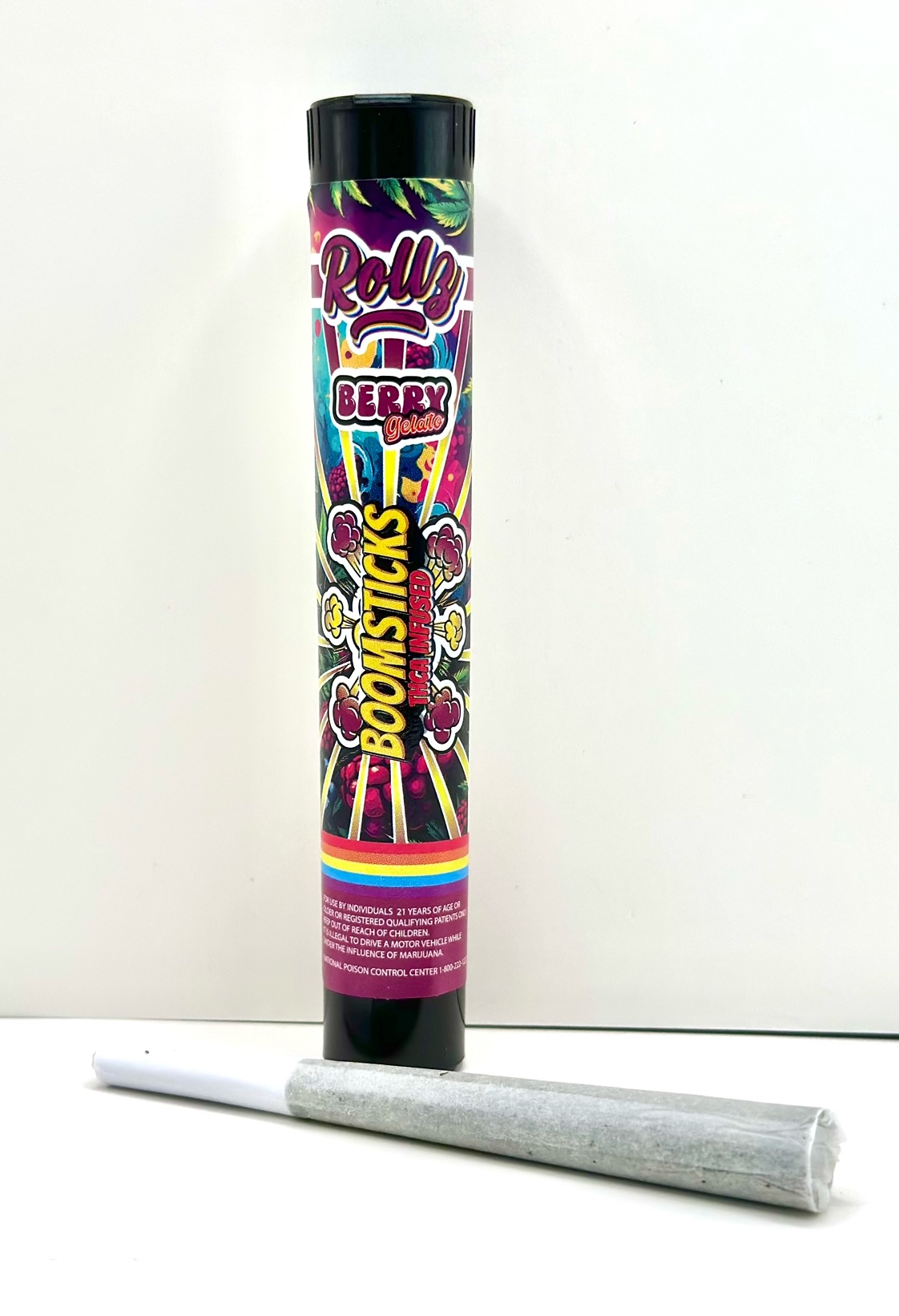 Photograph of product: Boomsticks TH-ouiA Infused Preroll | Berry Gelato
