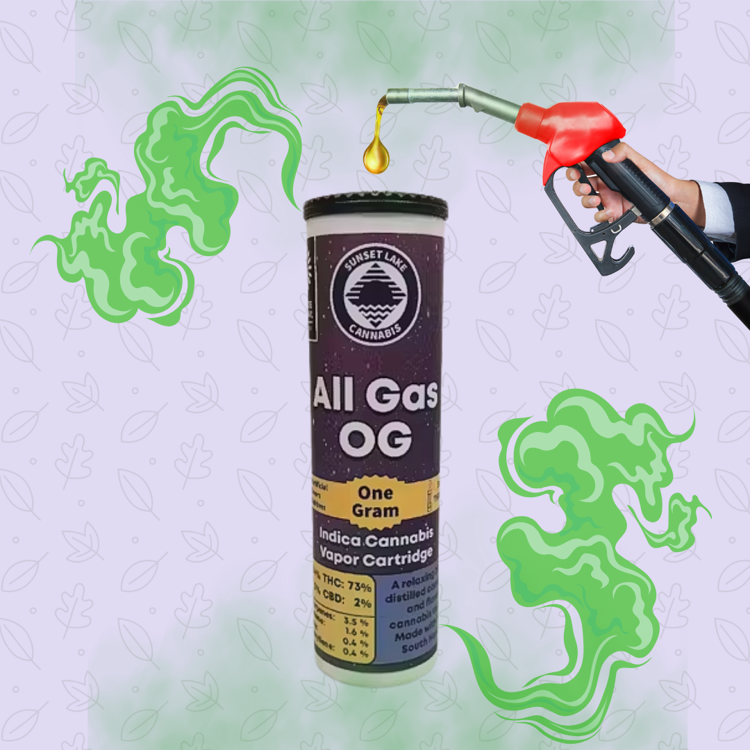 Photograph of product: All Gas OG Distillate Vape Cart 1g