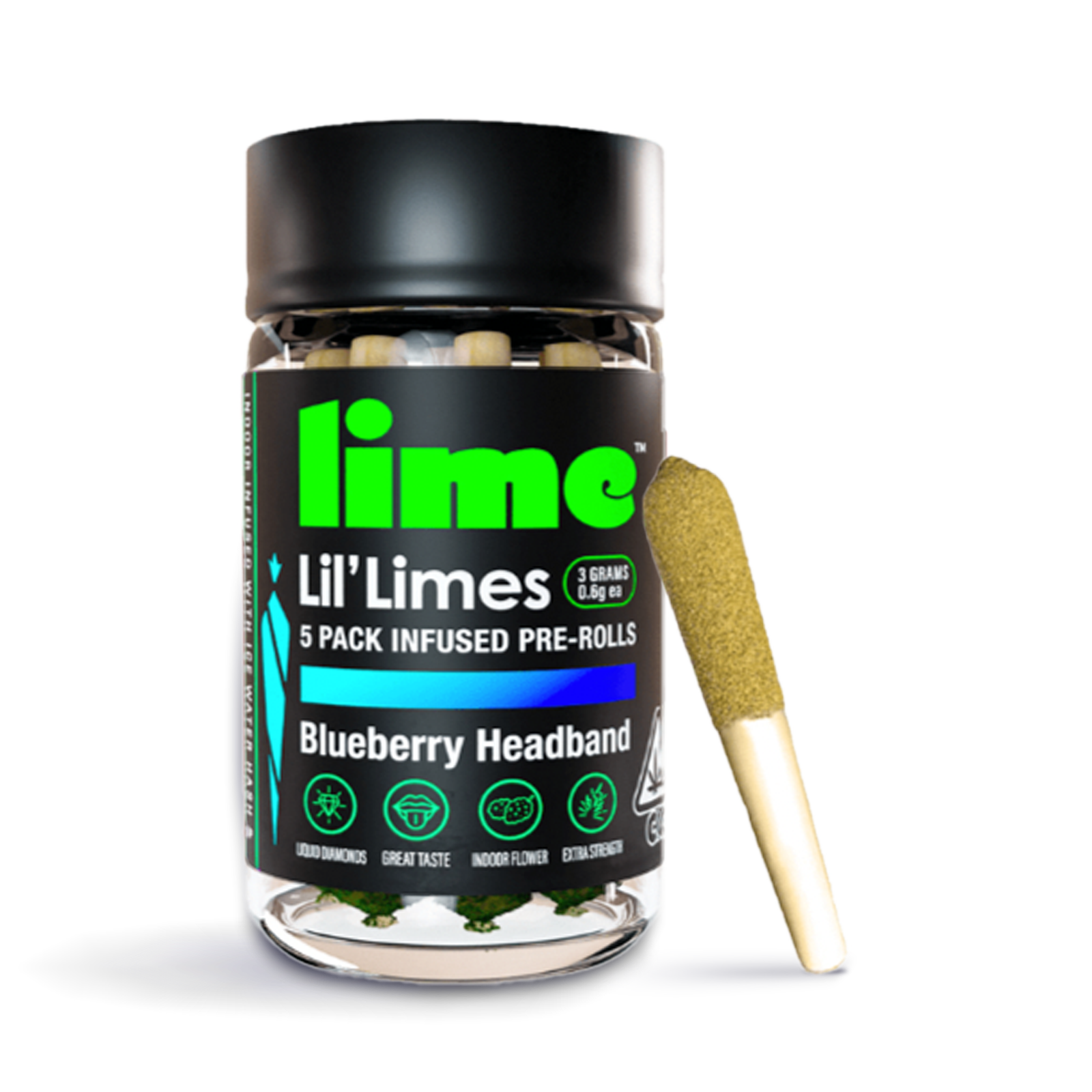 Photograph of product: Blueberry Headband Lil' Limes Infused Pre-Roll 5-pack | 3g