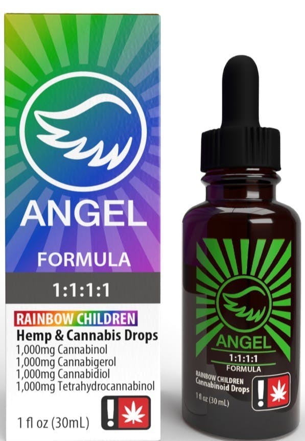 Photograph of product: Angel 1:1:1:1 Rainbow Children TH-oui, CBD, CBG & CBN Tincture