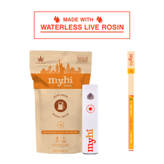 Photograph of product: MyHi | Holiday Bundle Sour Diesel 1G Live Rosin Vape + 10MG Lemon Stir Stick