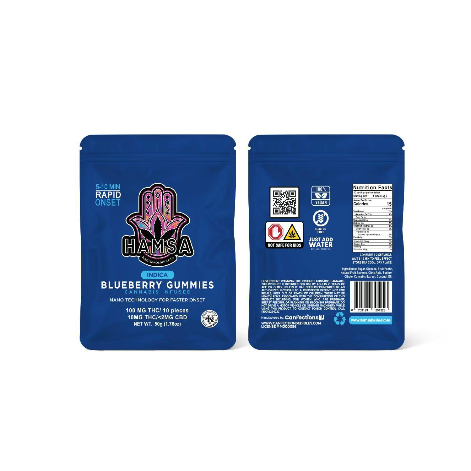 Photograph of product: Hamsa Blueberry 100MG TH-oui Gummies