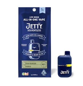 Photograph of product: Jetty au chocolat Burger Hybrid OCal Solventless Mini Tank Vape AIO