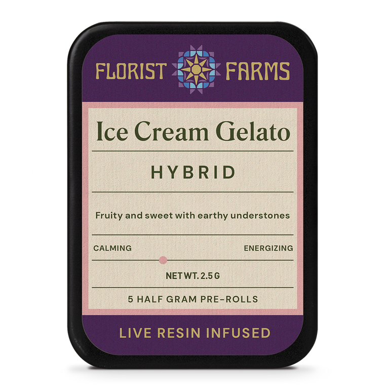 Photograph of product: Florist Farms - Ice Cream Gelato - Live Resin Infused - Pre-Roll 5pk