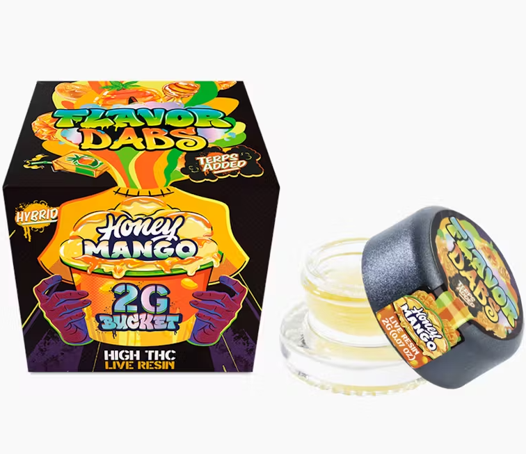Photograph of product: Loud & Clear Flavor Dabs Honey Mango Hybrid Live Resin 2g