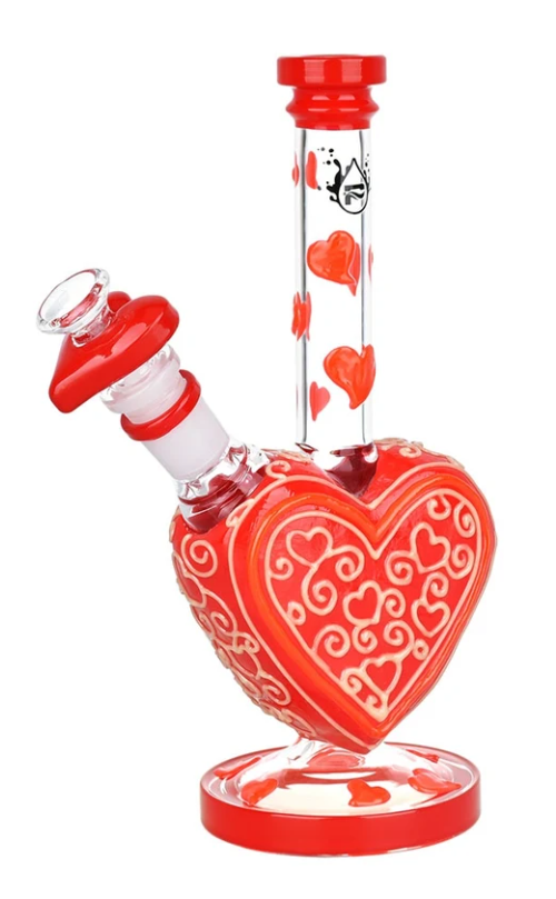 Photograph of product: Pulsar Victorian Valentine's Day Glow in the Dark Water Pipe- 10" / 14mm