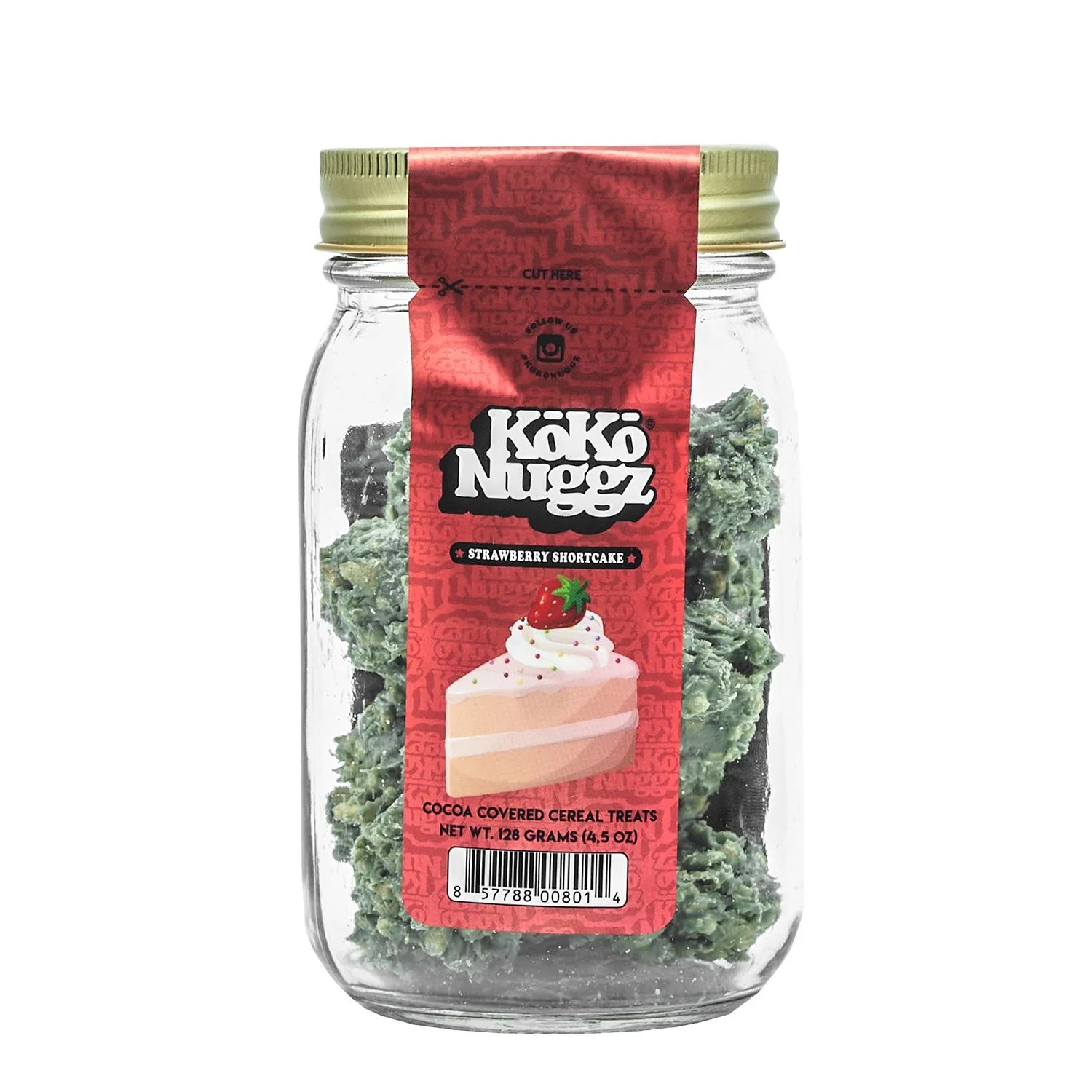 Photograph of product: KoKo Nuggz Strawbery Shortcake Cocoa Covered Crispy Treats 10 MG Per Serving