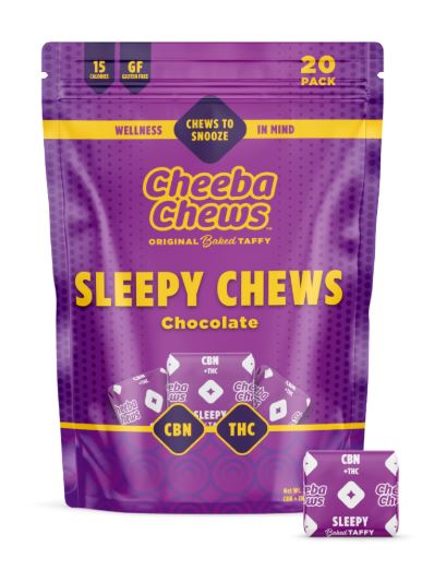 Photograph of product: Cheeba Chews: Sleepy Chews | 2:1 TH-oui:CBN/Melatonin | 100mg TH-oui | 20pk