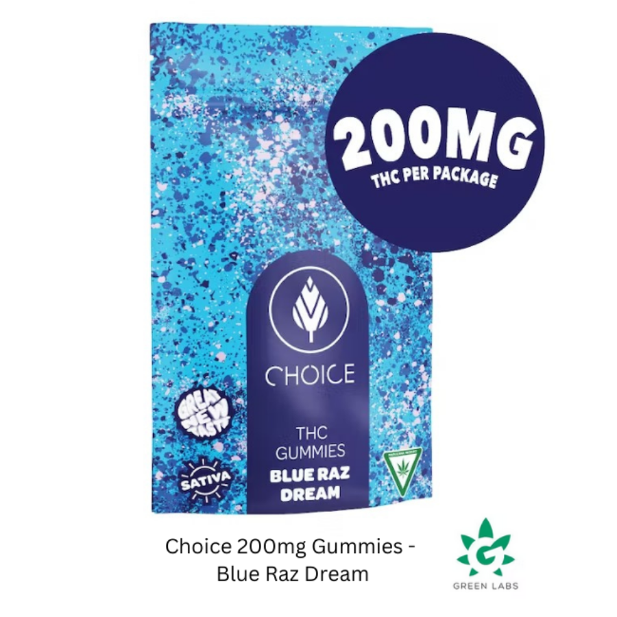 Photograph of product: (REC) Choice 200mg Gummies - Blue Raz Dream