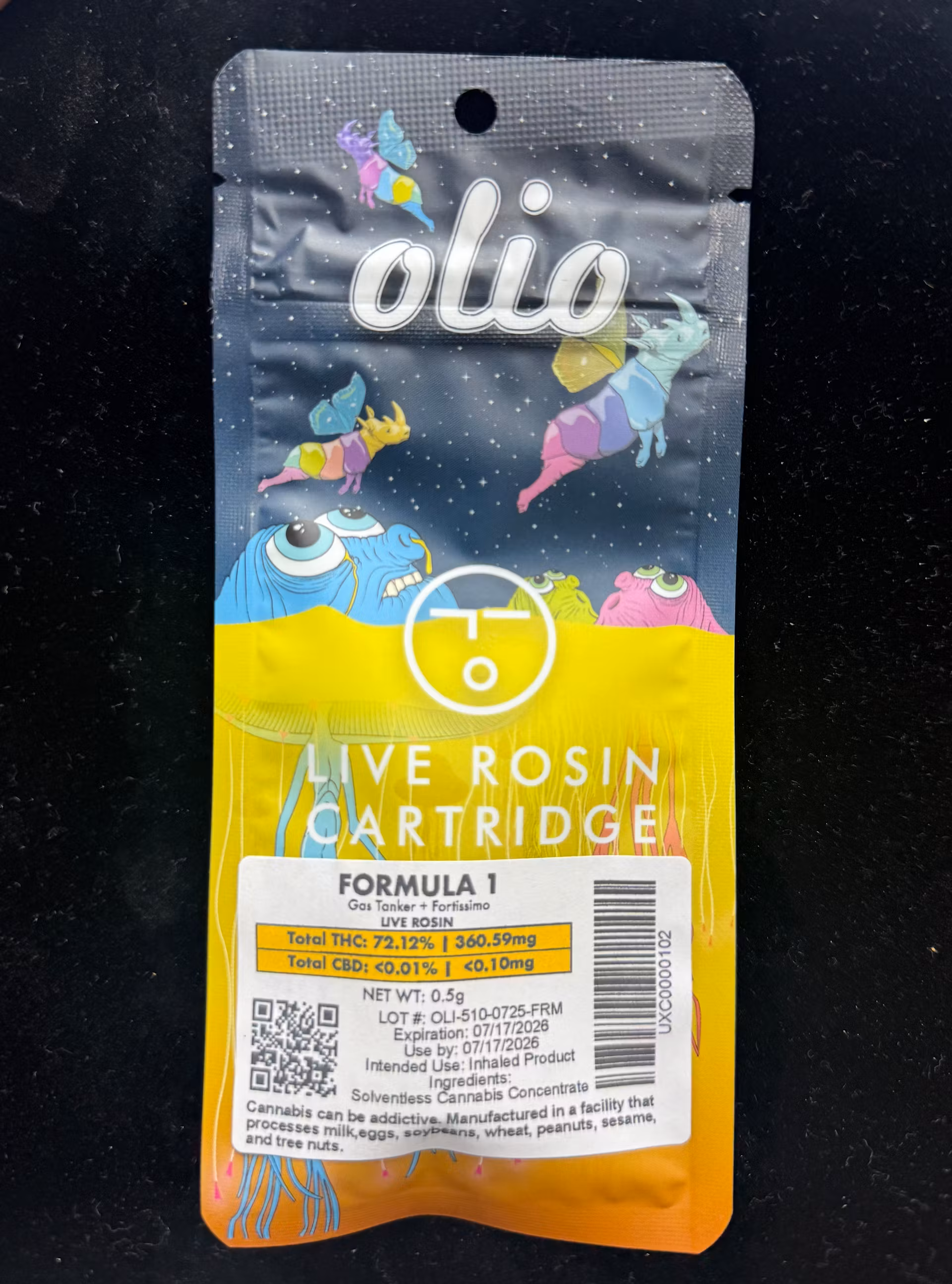 Photograph of product: Olio - Formula 1 Live Rosin Cart - .5g