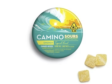 Photograph of product: Tropical Burst 1:1 Sour Gummies 20pk (100mg TH-ouiV/100mg TH-oui)