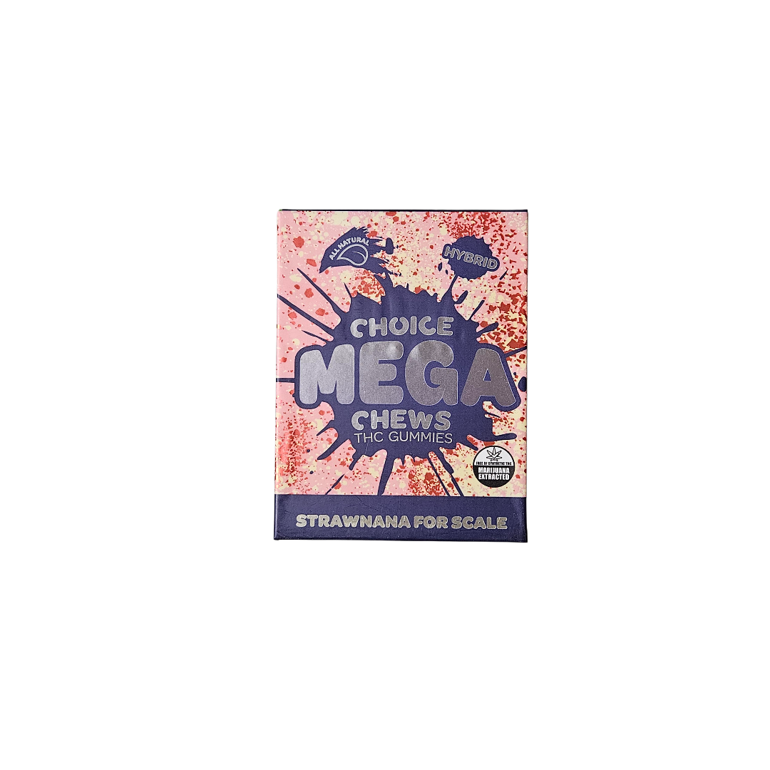 Photograph of product: Choice Mega Chew 2pk 200mg Strawnana For Scale