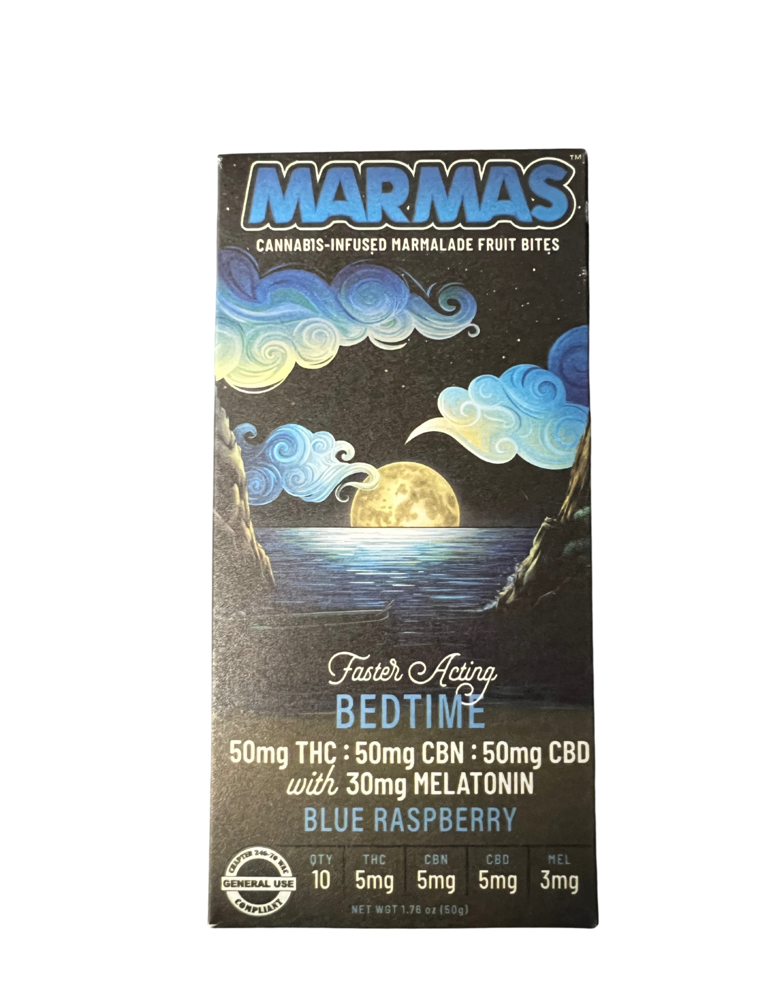 Photograph of product: Marmas Bedtime Blue Rasp 1:1:1 CBN 10pk