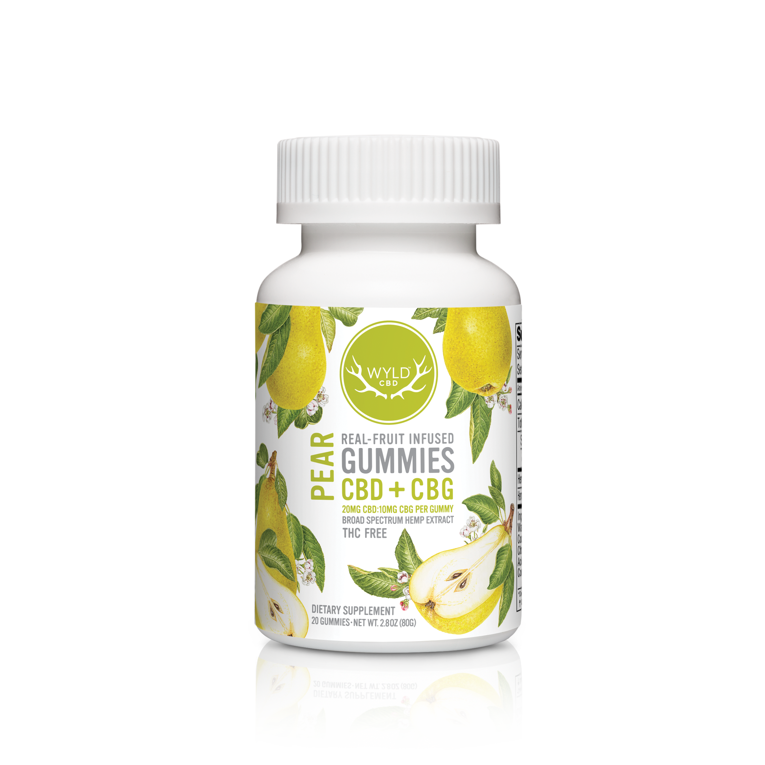 Photograph of product: WYLD HEMP | 600mg | Edibles | Gummies | 20 Pack | 2:1 CBD:CBG | Pear