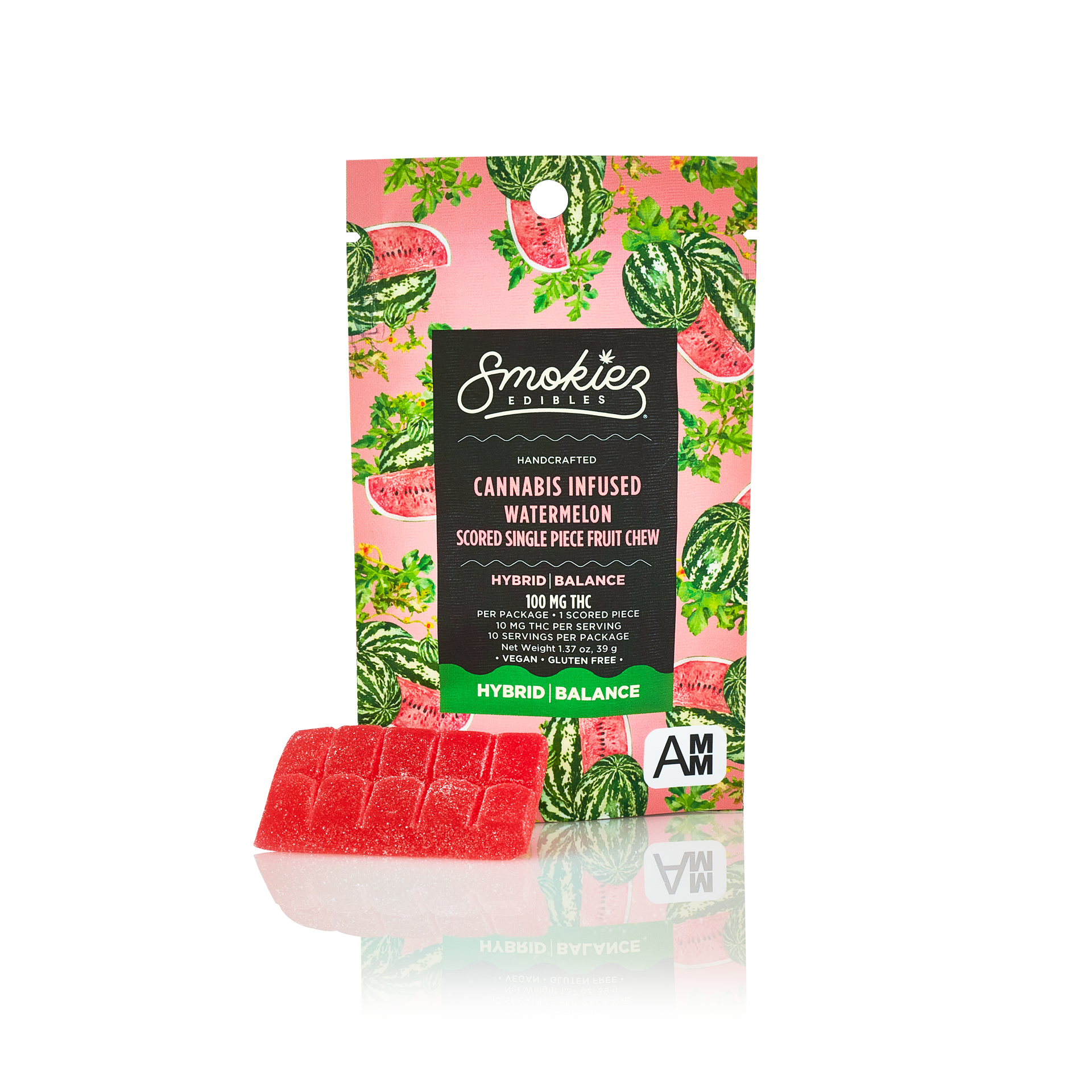 Photograph of product: Watermelon Sweet Hybrid Gummies - 100mg by Smokiez