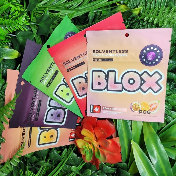 Photograph of product: POG Blox - 100mg TH-oui Single SOLVENTLESS Gummy - Happy Cabbage