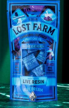 Photograph of product: LOST FARM CHEWS - BLUEBERRY 100MG (BLUE DREAM) - KIVA CONFECTIONS