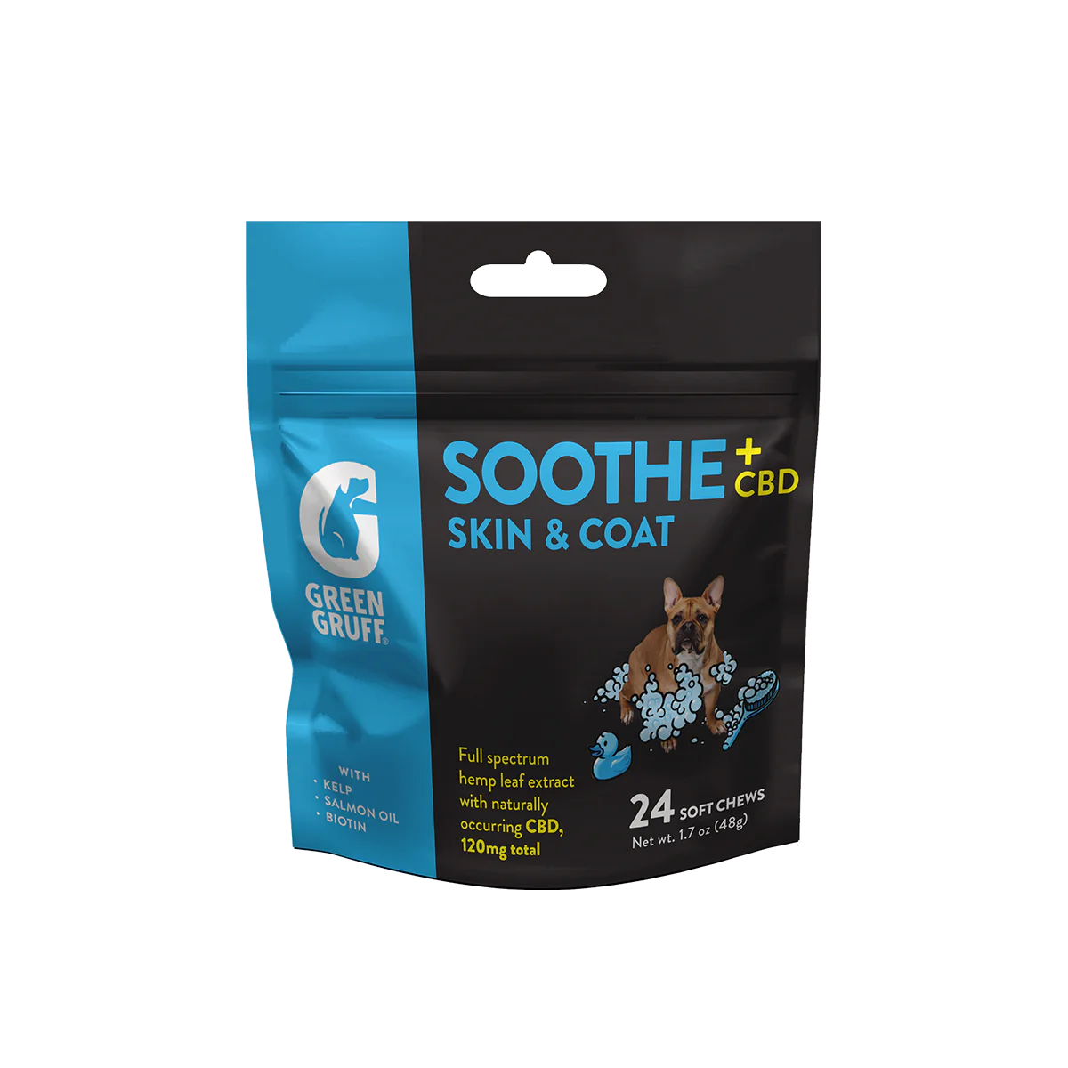 Photograph of Product: Green Gruff | Soothe+ CBD | Skin and Coat Dog Supplements | 24ct