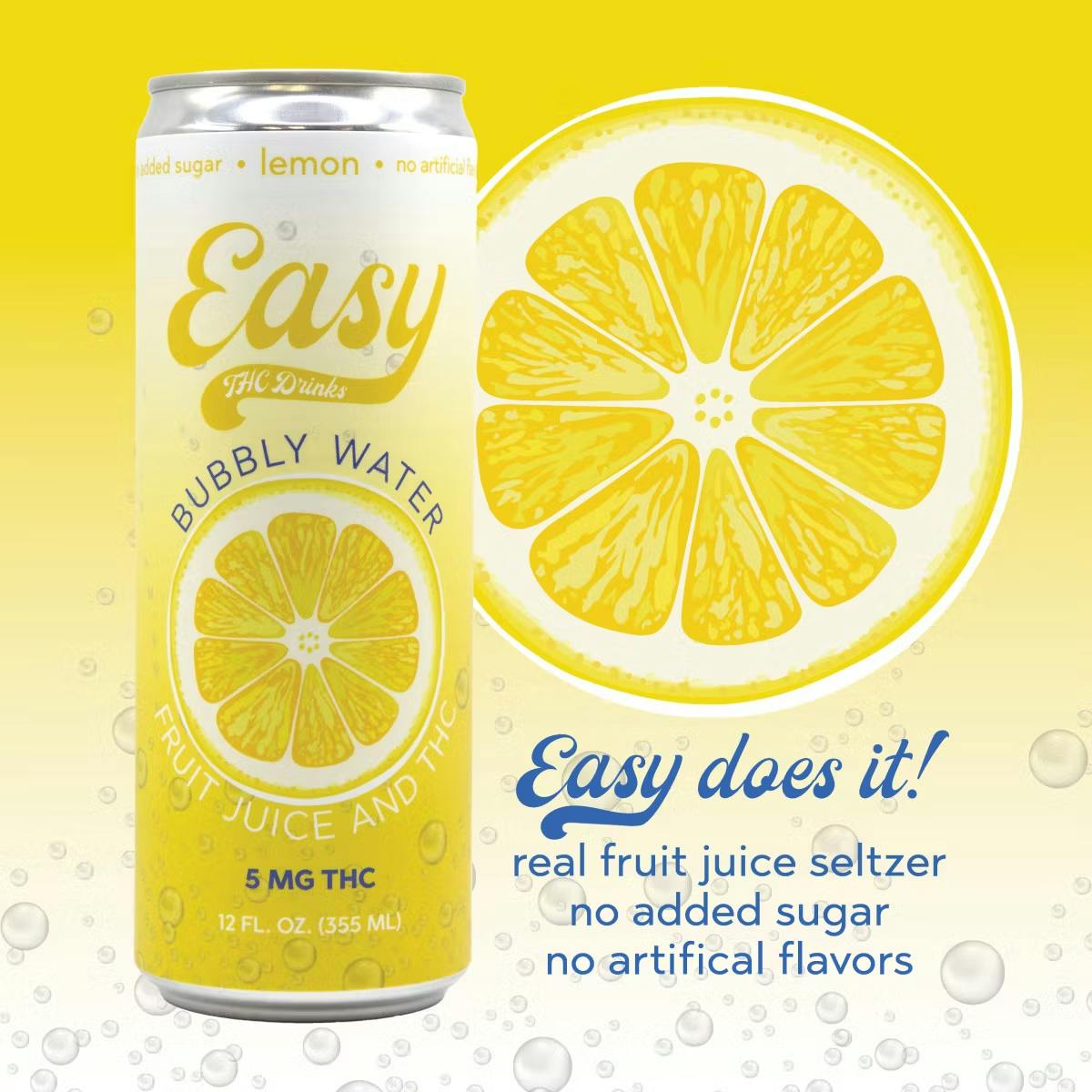 Photograph of product: Easy - Lemon - 5mg Infused Seltzer