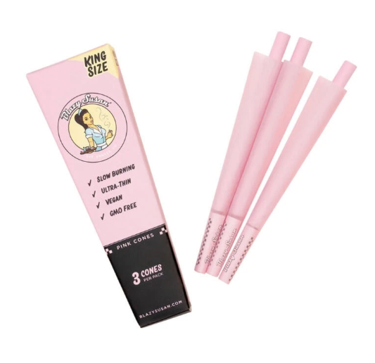 Photograph of product: Rolling Papers | Blazy Susan | King Size Cones 3pk | Pink
