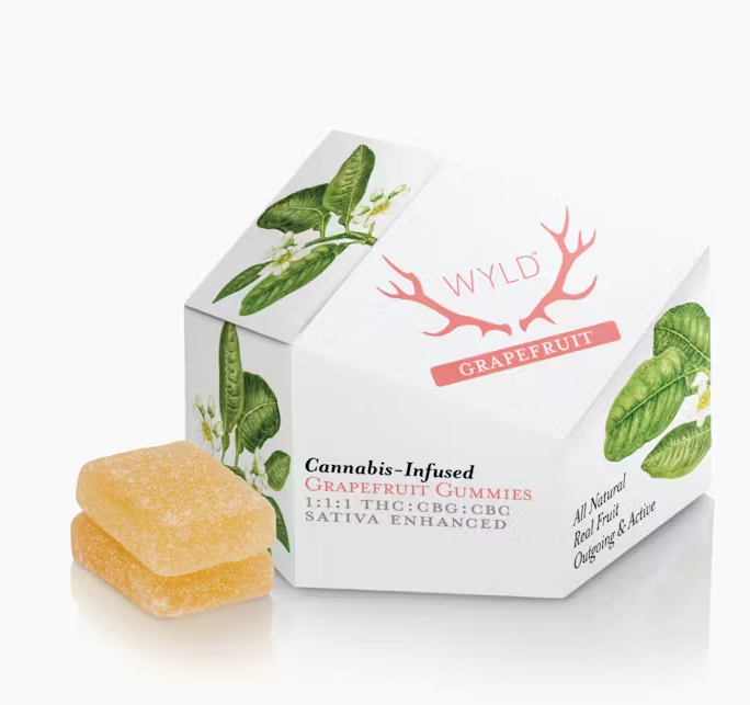 Photograph of product: WYLD - Grapefruit 1:1:1 TH-oui:CBG:CBC Oui'd Enhanced Gummies (10mg/100mg)