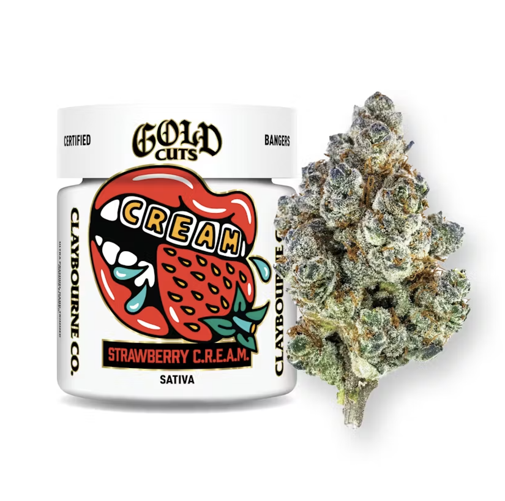 Photograph of product: Claybourne Indoor Gold Cuts 3.5g Eighth - Strawberry C.R.E.A.M. (S)