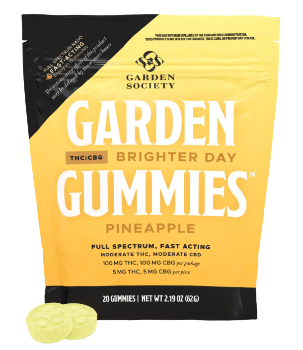 Photograph of product: Garden Society Gummies 20pk/100mg- Pineapple 1:1 (TH-oui:CBG)
