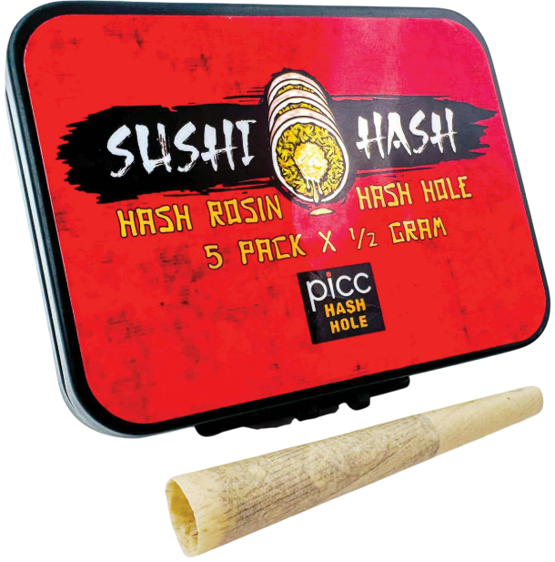Photograph of product: au chocolat Rosin Infused Sour Tangie x Grilled Peaches - Pre-Roll 5 Pack (2.5g)