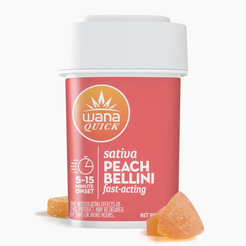 Photograph of product: Wana Quick Peach Bellini Sativa | 10pk/100mg Edibles