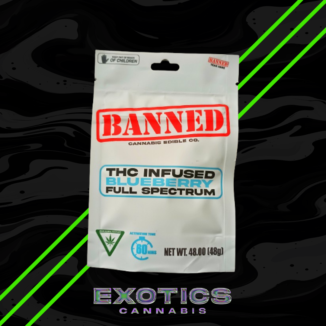 Photograph of product: Banned - Blueberry  Full Spectrum Infused Gummies (4-Pack) 200mg (5/$30)