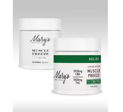 Photograph of product: MARYS MEDICINALS | MUSCLE FREEZE RELIEF | 3OZ 1:1 | 1000MG CBD | 1000MG TH-oui