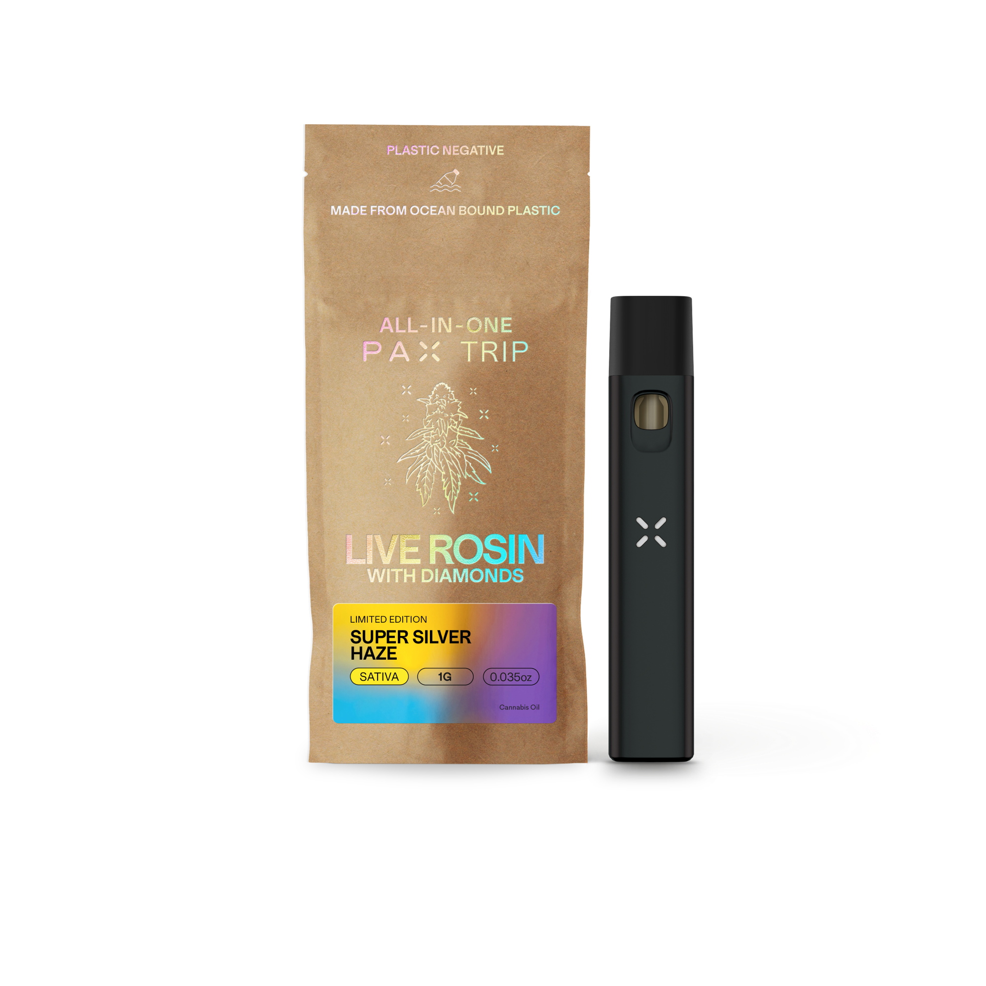 Photograph of product: Super Silver Haze | Live Rosin With Diamonds | Disposable
