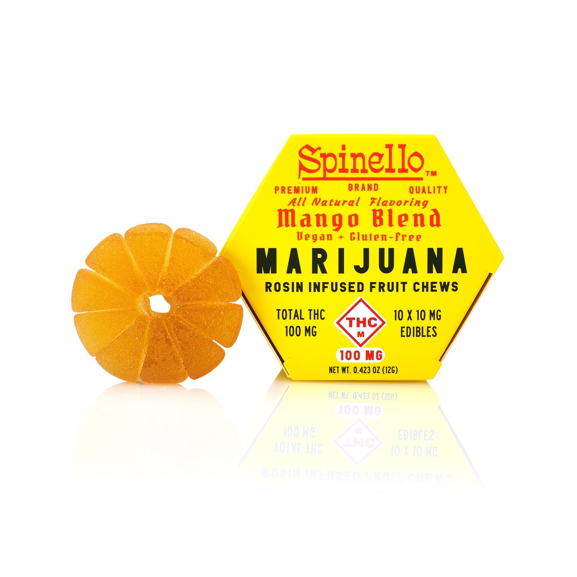 Photograph of Product: SPINELLO 100MG MANGO ROSIN FRUIT CHEWS