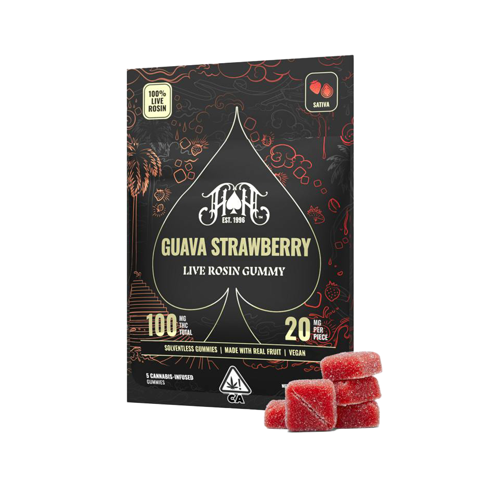 Photograph of product: GUAVA STRAWBERRY LIVE ROSIN GUMMIES [5 CT]