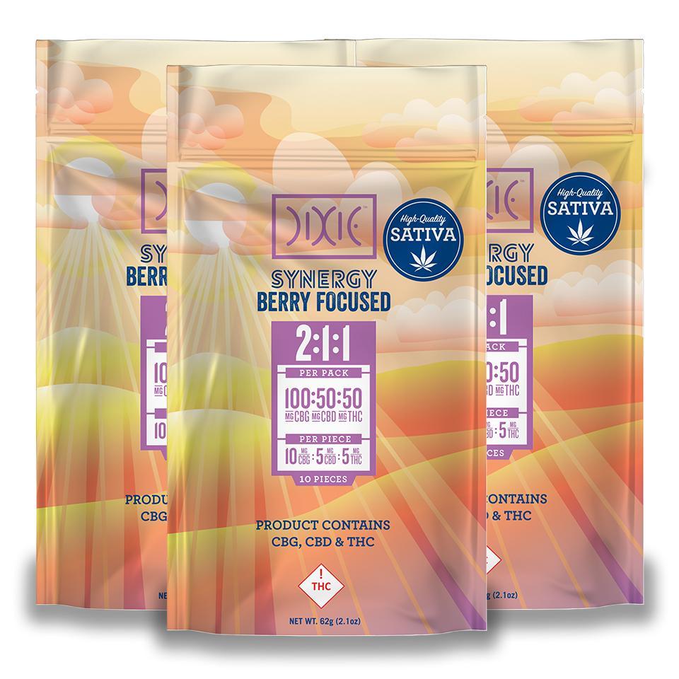 Photograph of product: Dixie 100mg TH-oui Gummies 2:1:1 - Synergy Berry Focused